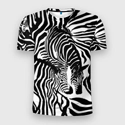 Футболка спортивная мужская Полосатая зебра, цвет: 3D-принт