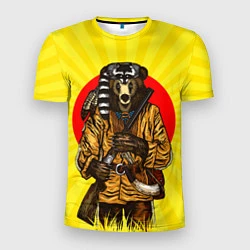 Мужская спорт-футболка Медведь охотник