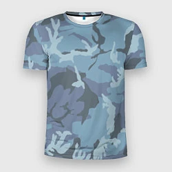 Мужская спорт-футболка Камуфляж: голубой/синий