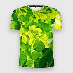Футболка спортивная мужская Зелёные листья, цвет: 3D-принт