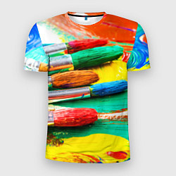 Футболка спортивная мужская Кисти и краски, цвет: 3D-принт