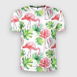 Мужская спорт-футболка Фламинго в тропиках