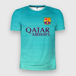 Футболка спортивная мужская Barcelona FC: Aqua, цвет: 3D-принт