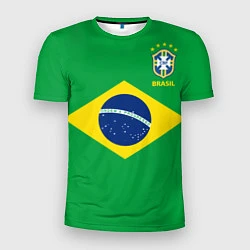 Футболка спортивная мужская Сборная Бразилии: зеленая, цвет: 3D-принт