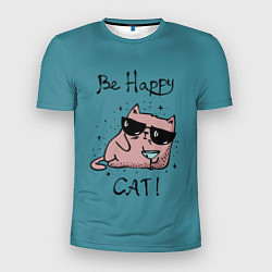 Футболка спортивная мужская Be Happy Cat, цвет: 3D-принт