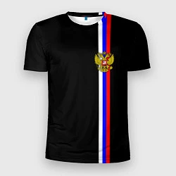 Мужская спорт-футболка Лента с гербом России