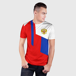 Футболка спортивная мужская Russia: Geometry Tricolor, цвет: 3D-принт — фото 2