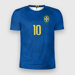 Футболка спортивная мужская Сборная Бразилии: Неймар ЧМ-2018 гостевая, цвет: 3D-принт