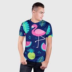 Футболка спортивная мужская Фруктовый фламинго, цвет: 3D-принт — фото 2
