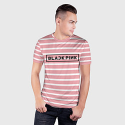 Футболка спортивная мужская Black Pink: Striped Geometry, цвет: 3D-принт — фото 2