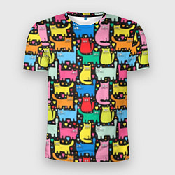 Мужская спорт-футболка Разноцветные котики