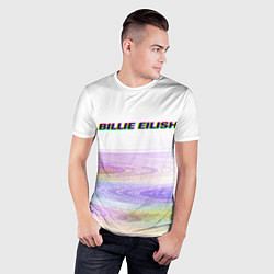 Футболка спортивная мужская BILLIE EILISH: White Glitch, цвет: 3D-принт — фото 2