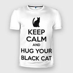 Мужская спорт-футболка Обними своего черного кота