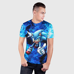 Футболка спортивная мужская Blue Sonic, цвет: 3D-принт — фото 2