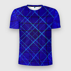 Мужская спорт-футболка Сине-черная геометрия 3D