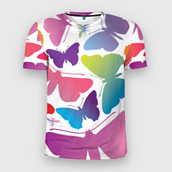 Мужская спорт-футболка Разноцветные бабочки
