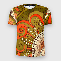Мужская спорт-футболка Детский оранжево-болотный