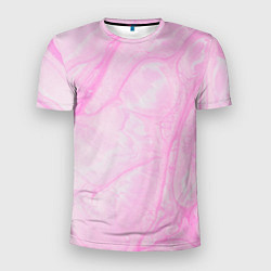 Мужская спорт-футболка Розовые разводы краска зефир
