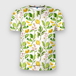 Мужская спорт-футболка Летний узор лимон ветки листья