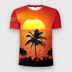 Мужская спорт-футболка Пальмы на фоне моря
