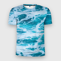 Мужская спорт-футболка Вода волны пена море