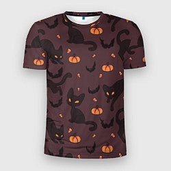 Мужская спорт-футболка Хэллоуиновский кот