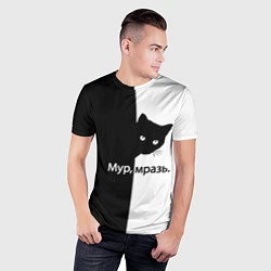 Футболка спортивная мужская Черный кот, цвет: 3D-принт — фото 2