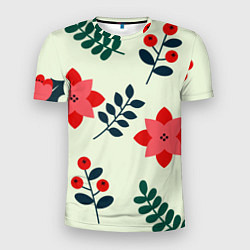 Мужская спорт-футболка Цветы, ягоды, листья
