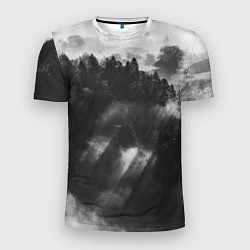 Мужская спорт-футболка Туман в лесу