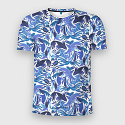 Мужская спорт-футболка Рыбы-птицы Узоры