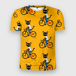 Мужская спорт-футболка Котики на велосипедах