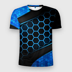 Мужская спорт-футболка 3D luxury blue 3Д СОТЫ и плиты