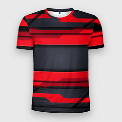Футболка спортивная мужская Red and Black 3D abstract, цвет: 3D-принт