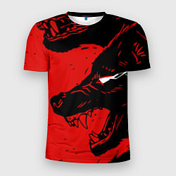 Мужская спорт-футболка Красный волк 3D