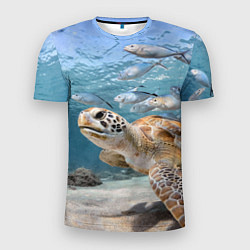 Футболка спортивная мужская Морская черепаха, цвет: 3D-принт