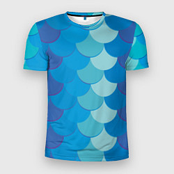 Мужская спорт-футболка Синяя чешуя рыбы