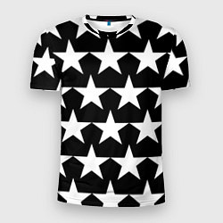 Мужская спорт-футболка Белые звёзды на чёрном фоне 2