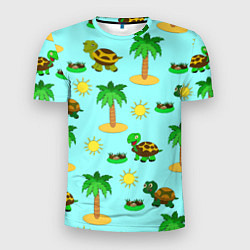 Мужская спорт-футболка Черепашки и пальмы