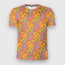 Мужская спорт-футболка Пицца и пончики