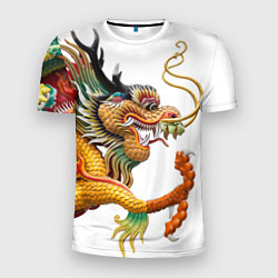Футболка спортивная мужская Желтый китайский дракон 3D, цвет: 3D-принт