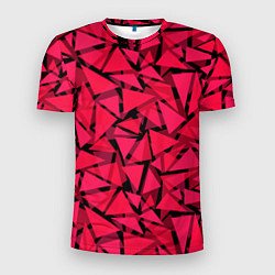 Мужская спорт-футболка Красно-черный полигональный