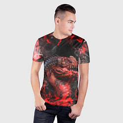 Футболка спортивная мужская Опасный Динозавр Red Dino Z, цвет: 3D-принт — фото 2