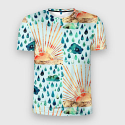 Мужская спорт-футболка Осенний паттерн: Дождь и солнце