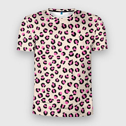 Мужская спорт-футболка Леопардовый принт розовый
