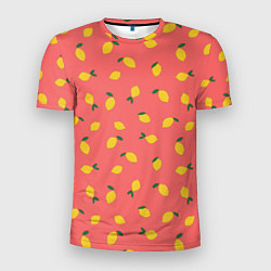 Мужская спорт-футболка Лимоны на кораловом