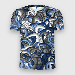 Футболка спортивная мужская Синий камуфляж с щупальцами, цвет: 3D-принт