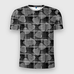 Мужская спорт-футболка Черно-серый клетчатый узор