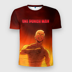 Футболка спортивная мужская Сайтама в огне One Punch-Man, цвет: 3D-принт