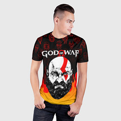 Футболка спортивная мужская GOD OF WAR ГОД ОФ ВАР FIRE ART УЗОР, цвет: 3D-принт — фото 2