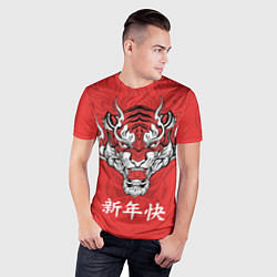 Футболка спортивная мужская Красный тигр - дракон, цвет: 3D-принт — фото 2